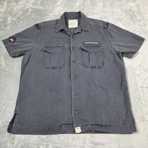 Vintage Abercrombie & Fitch Shirt Mens M Blue Military Utility Button Up Y2K